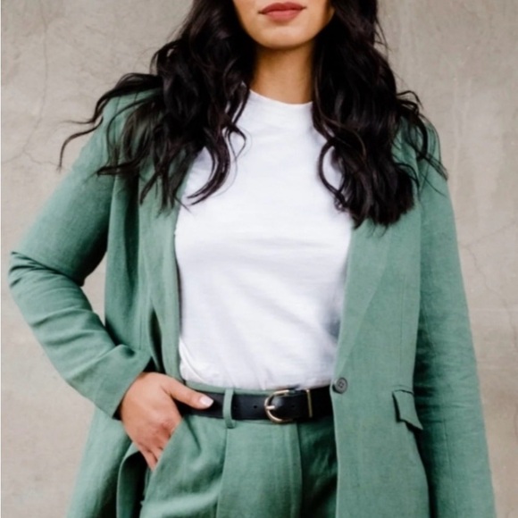 Able Olive Blazer cotton/linen sz XL - Picture 1 of 4